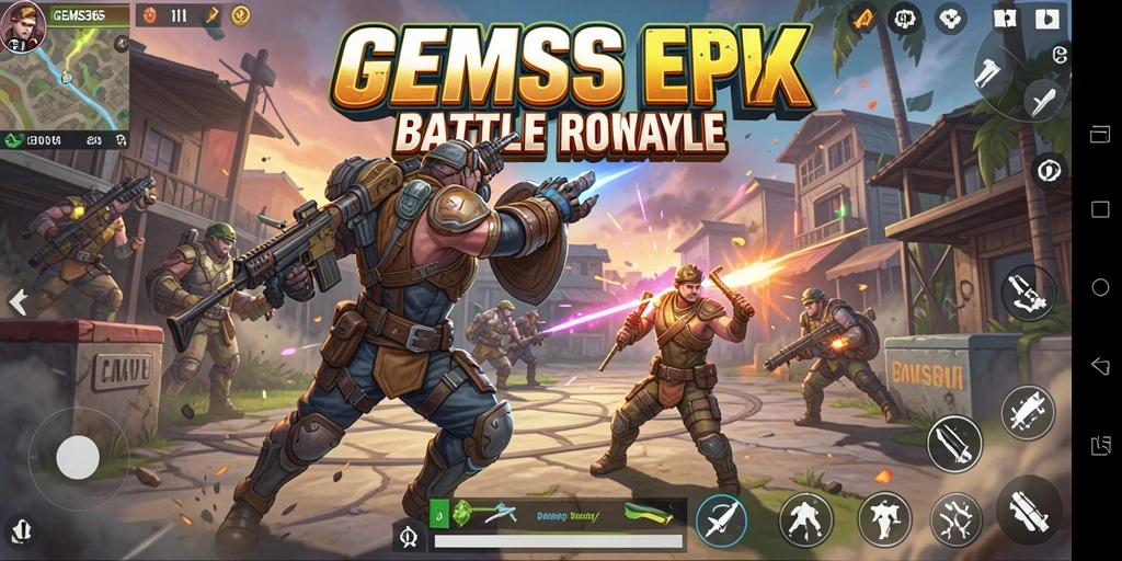 Tampilan gameplay <strong>GEMS365</strong> yang mendebarkan dalam arena Battle Royale.
