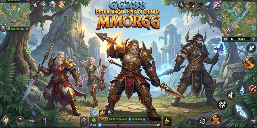Screenshot gameplay GG288 menampilkan aksi seru dalam pertempuran MMORPG.