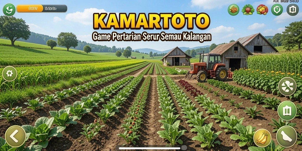 Tampilan screenshot KAMARTOTO yang menunjukkan aktivitas pertanian yang mengasyikkan.
