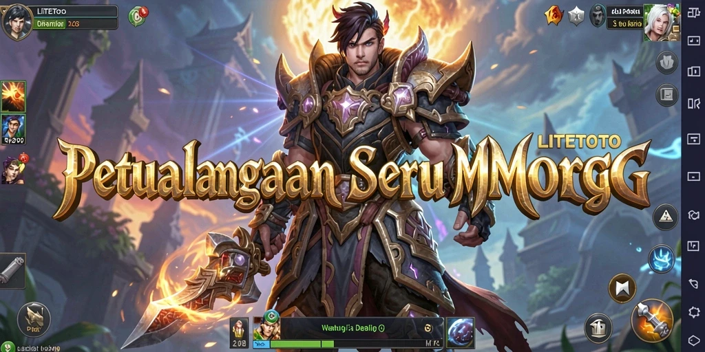 Screenshot gameplay LITETOTO yang menampilkan pertarungan seru di dunia MMORPG.